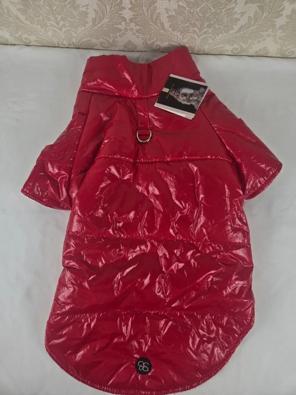 Jessica Simpson Size XL Red Puffer Dog Jacket Snap Closure D-Ring Leash Att NWT